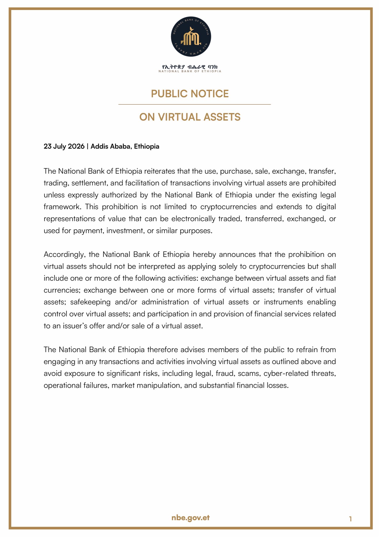 National bank of Ethiopia on Virtual Assets.jpg